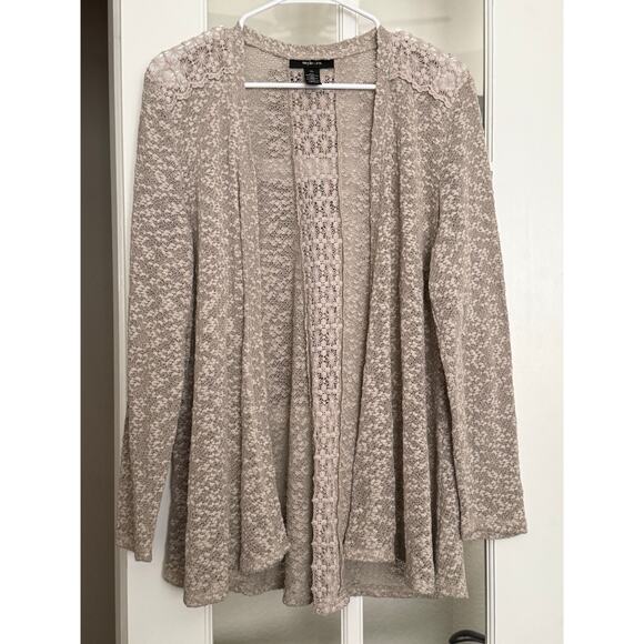 Style & co Sweaters - Style & Co. Womens Cardigan Beige Crochet Open Knit Lacey detail XL cotton blend
